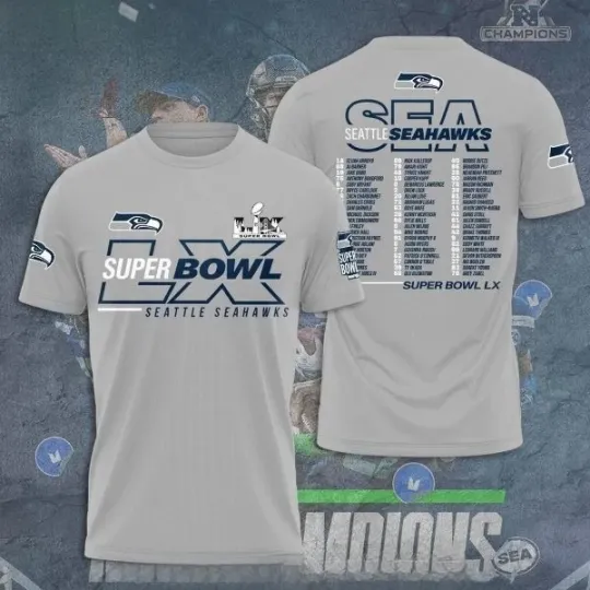 Discover Seahawks Gray 3D T-Shirt for Men