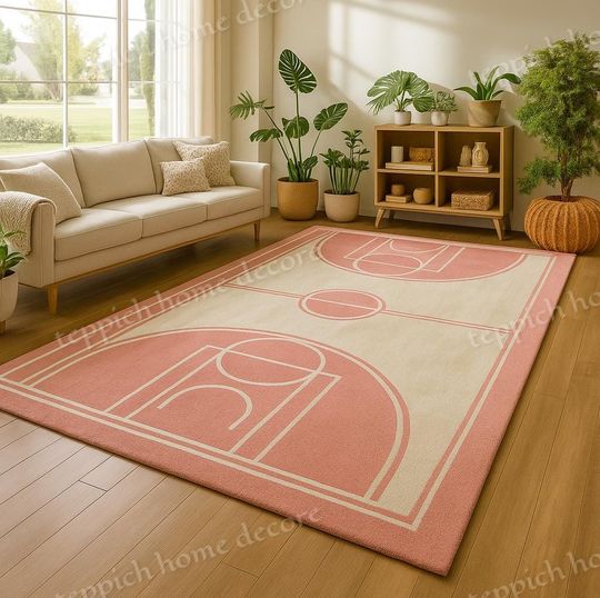 Discover Hand-Tufted Wool Basketball Court Rug - Sports Theme Playroom Decor