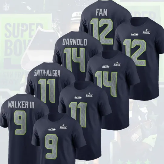 Discover Seattle Seahawks Super Bowl LX Name & Number: Darnold, Smith-Njigba, Walker III