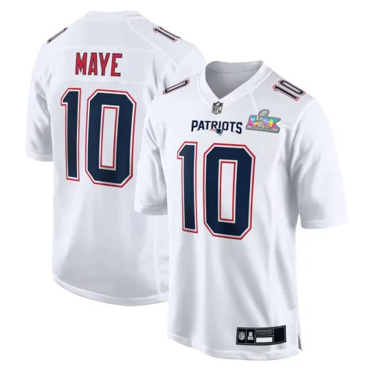 Discover Men's Patriotss #10 Drake Maye White Super B.owl LX Patch Tundra Game Jersey