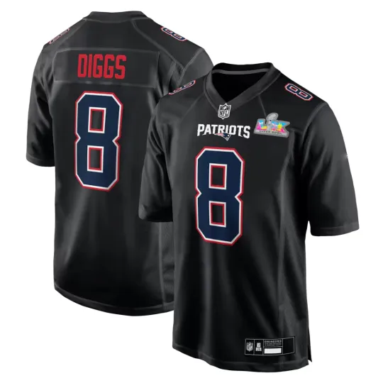 Discover Men's Patriotss Stefon Diggs Black Super B.owl LX Patch Game Jersey #8