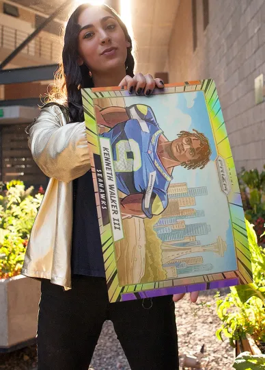 Discover 2023 Prizm Manga Kenneth Walker III Poster Seattle Seahawks Vertical Poster