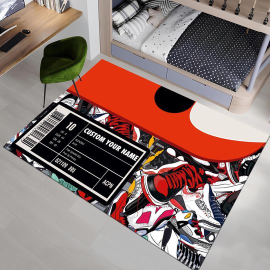 Discover Shoes Box, Sneakers Shoes Rug, Custom Rug, Personalized Rug, Street Cool Rug, Sneakers Decor Rug, Sneaker Art, Fashion Street Rug, Area Rugs