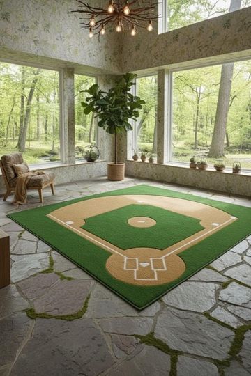 Discover Hand-Tufted Wool Baseball Rug | Sports Kids Room Decor Carpet