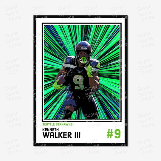 Discover Kenneth Walker Seattle Seahawks Poster, Comic Retro football Poster