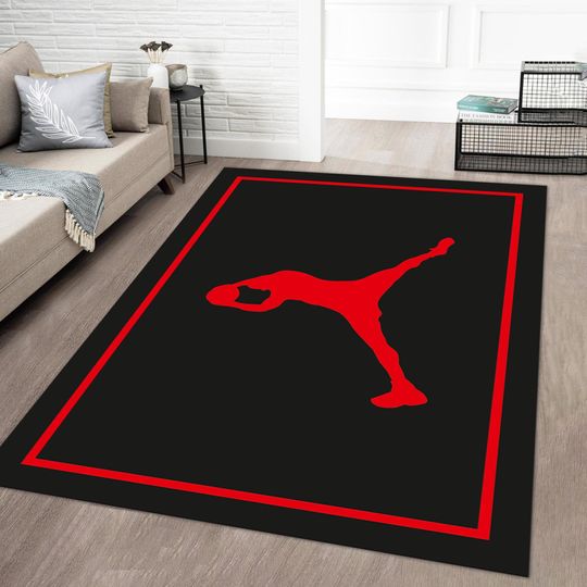 Discover Slam Dunk Accent Sport Rug, Basketball Themed Area Rug,Black-Red Legend Popular Carpet