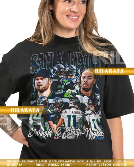 Discover Sam Darnold and Jaxon Smith-Njigba Vintage T-Shirt Gift for Women and Man Shirt