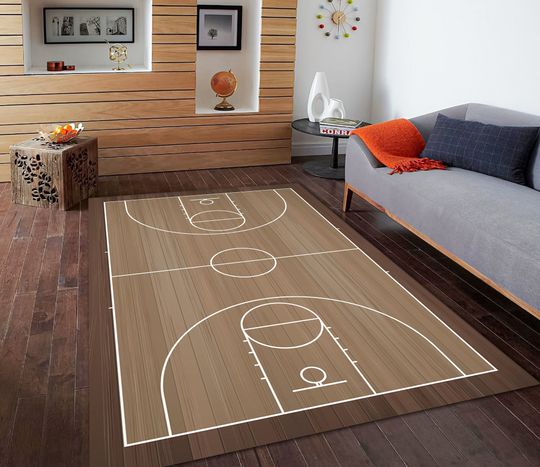 Discover Basketball Court Rug: Non-Slip Cotton Area Rug for Kids Room