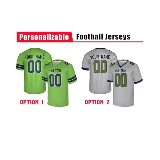 Custom Seattle Seahawks 2025 Rivalries Football Jersey, Neon Green Gray, Adult Sizes