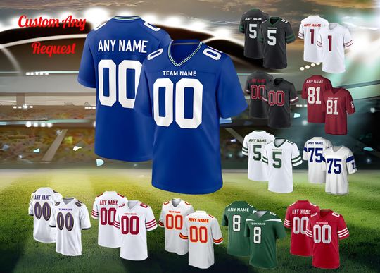 Discover Custom Football Jersey Personalized Embroidered Name Number Team Logo Game Training Shirt Fan Gift for Men Women Kids Toddlers SportsUniform