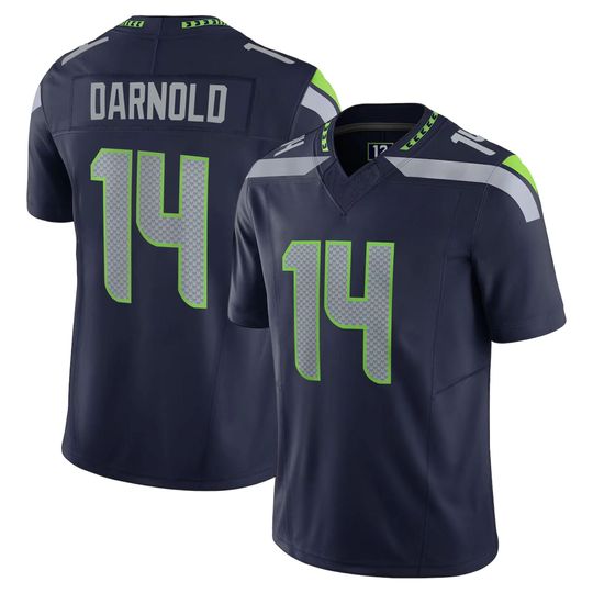 Discover Men Seattle Sam Darnold #14 Navy Football Jersey All Stitched Limited Player T-shirt