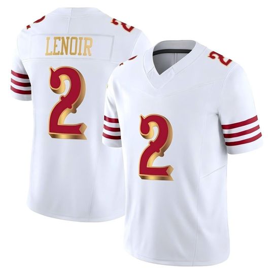 Discover Men's Deommodore Lenoir San Francisco Jersey White 2025 Rivalries Collection,Game Limited Stitched