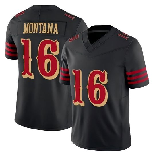 Discover Men's Joe Montana San Francisco Jersey Black 2025 Rivalries Collection,Game Limited Stitched Shirt