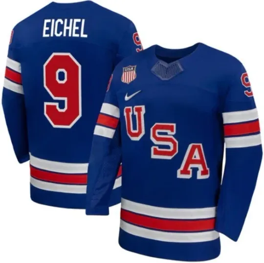 Discover Jack Eichel Team USA Winter Olympics 2026 Jersey White + Blue All STITCHED