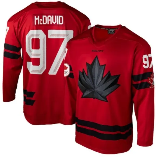 Connor McDavid Team Canada 2026 Winter Olympics Jersey Red + White All STITCHED