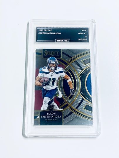 Jaxon Smith-Njigba 2023 Select Premier #174 Seahawks Rookie Card Graded 10 Acrylic Block