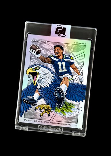 Jaxon Smith-Njigba Acrylic Block Card - Seahawks Collectible Art Trading Card - Manga Style