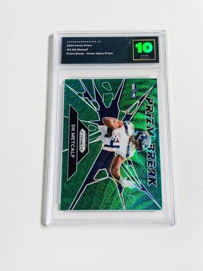 GRADED 10 DK METCALF 2024 Panini Prizm Green Wave Prizm #5 Seattle Seahawks Acrylic Block Card