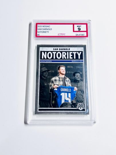 Sam Darnold 2025 Mosaic Notoriety Acrylic Block Card Seahawks Mint
