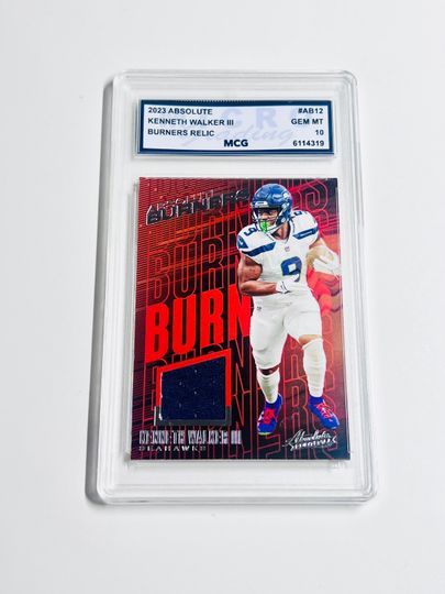 Kenneth Walker 2023 Absolute Burners Relic Acrylic Block Card Seattle Seahawks Gem Mint
