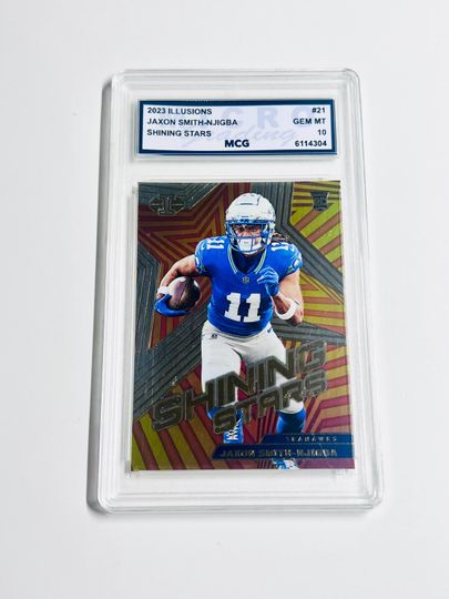 Jaxon Smith-Njigba 2023 Illusions Shining Stars Rookie Card #21 Seattle Seahawks Acrylic Block Card Gem Mint