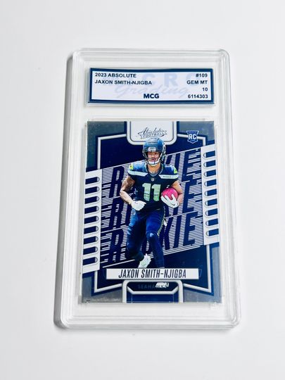 Jaxon Smith-Njigba 2023 Absolute Rookie Card #109 Seattle Seahawks Acrylic Block Card Gem Mint