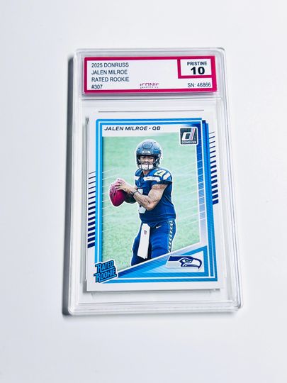 Jalen Milroe 2025 Donruss Rated Rookie Acrylic Block Card #307 Seattle Seahawks