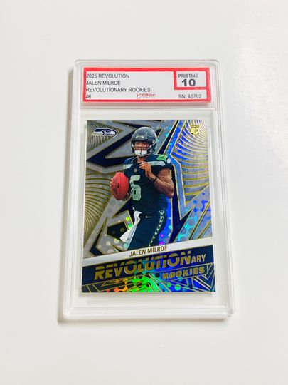 Jalen Milroe 2025 Revolution Rookie Card Seattle Seahawks Acrylic Block Card