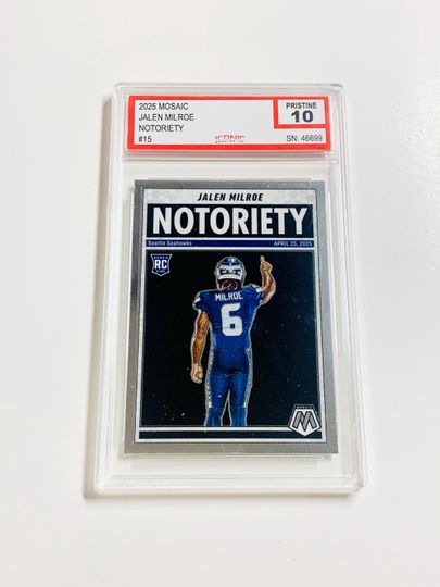 Jalen Milroe 2025 Mosaic Notoriety Rookie Card Seattle Seahawks Acrylic Block Card