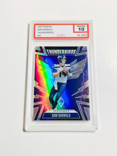 Sam Darnold 2025 Phoenix Thunderbirds Silver Prizm Refractor Rainbow Holo #45 Seattle Seahawks Acrylic Block Card