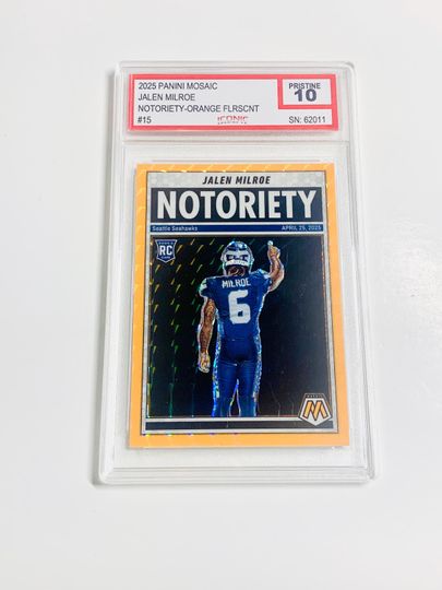 Jalen Milroe 2025 Mosaic Notoriety Rookie Card Acrylic Block - Seattle Seahawks Orange Fluorescent #15