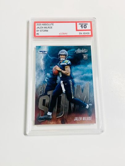 Jalen Milroe 2025 Absolute Rookie Card Acrylic Block Seattle Seahawks Pristine