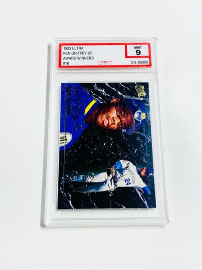 GRADED KEN GRIFFEY Jr 1993 Ultra Award Winners Seattle Mariners Acrylic Block Card Mint