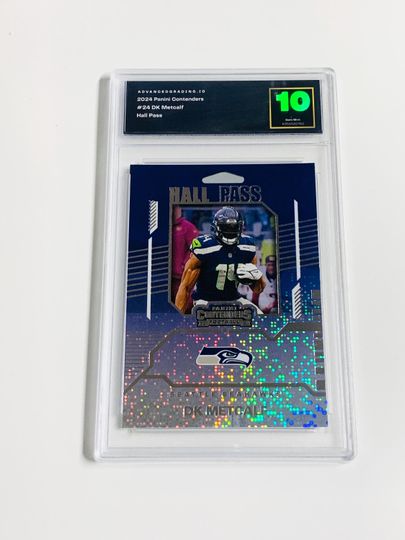 GRADED 10 DK Metcalf 2024 Panini Contenders Hall Pass #24 Seattle Seahawks Acrylic Block Card