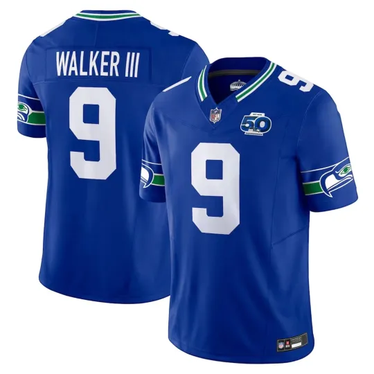Discover Kenneth Walker III Men's Seahawkss #9 50th Season Limited Royal Jersey