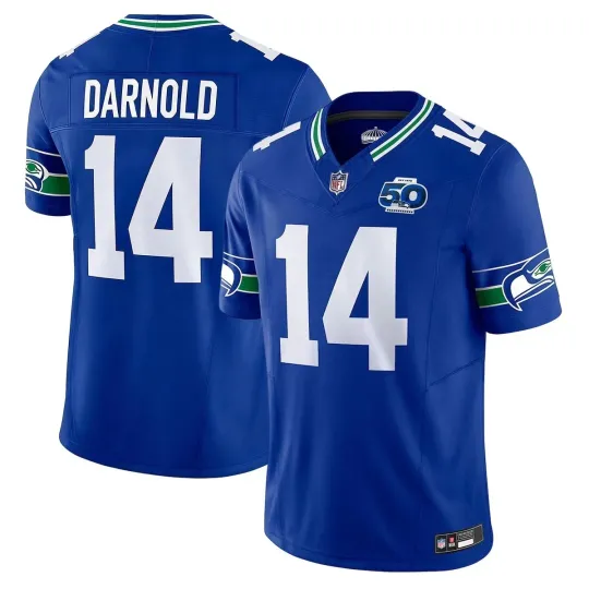 Discover Men's Seahawkss #14 Sam Darnold 50th Season Limited Royal Jersey
