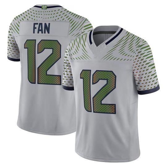 Discover Men's 12s FAN Seattle Jersey,Wolf Gray 2025 Rivalries Collection,Game Limited Stitched Shirt