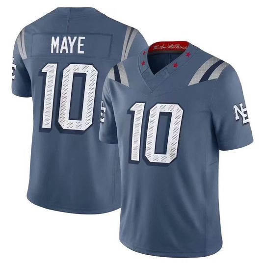 Discover Men's #10 Drake Maye New England Jersey,Storm Blue 2025 Rivalries Collection,Game Limited Stitched Shirt