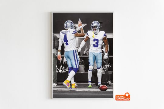 Discover Dak Prescott Poster, George Pickens Poster, Signed Football Poster