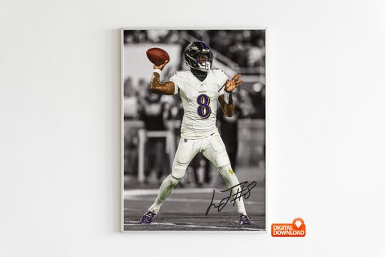 Lamar Jackson Poster, Signed Football Poster