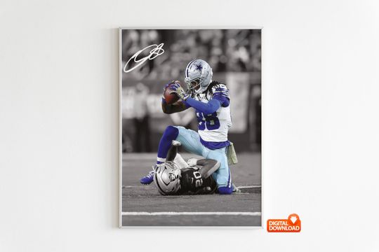 CeeDee Lamb Poster,  Signed Football Poster