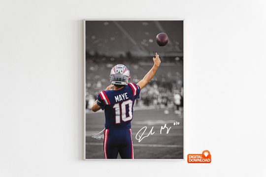 Discover Drake Maye Poster Signed Football Poster