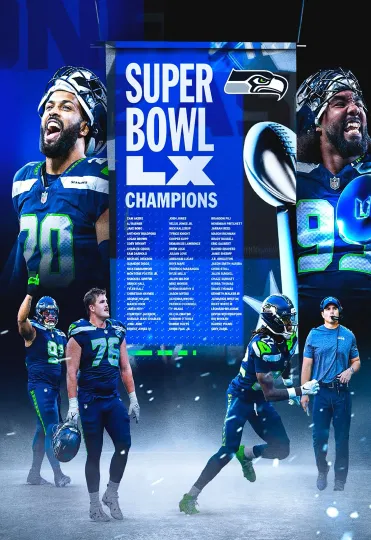 Discover Seattle Seahawkss Super B.owl LX Champions Poster Seahawk Super B.owl LX C