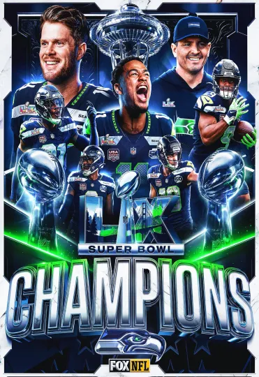 Discover Seattle Seahawkss Super B.owl LX Champions Poster Seahawk Super B.owl LX B