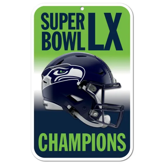 Discover Seattle Seahawkss Super B.owl LX CHAMPIONS PLASTIC SIGN DURABLE POSTER