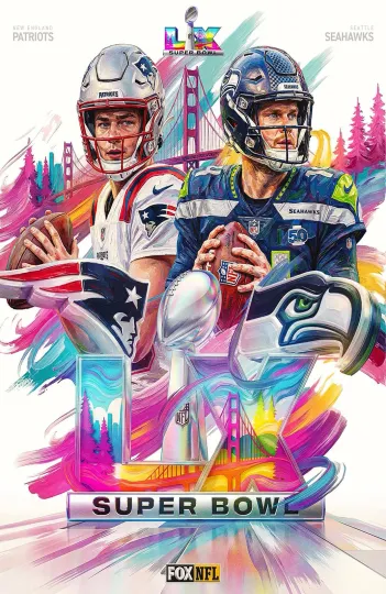 Discover New England Patriotss Vs Seattle Seahawkss Super B.owl LX Poster