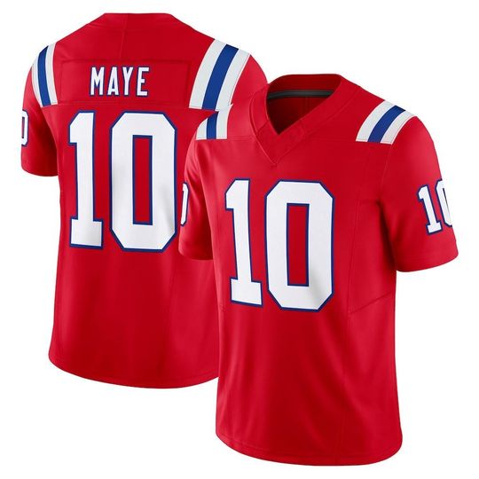 Discover Men' s 10 Drake Maye Football Fan Shirt  New England Inspired Red All Stitched Football Jersey