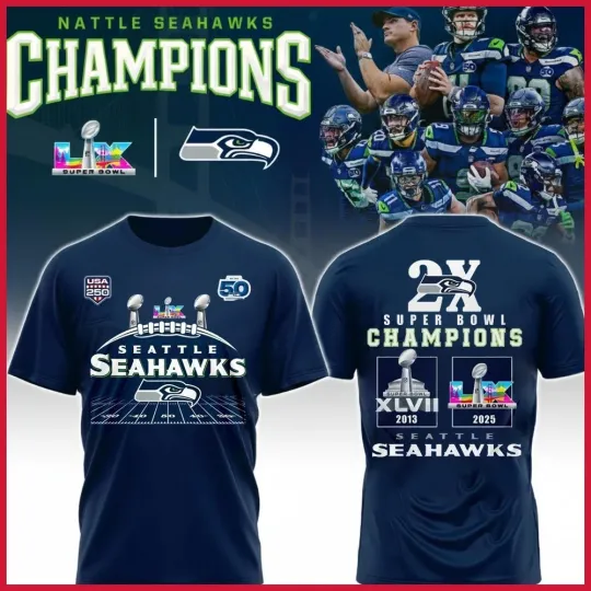 🔥 Seattle Seahawks SBowl 2X Champions Super Bowl LX Both Side For Fans