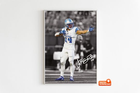 Amon-Ra St Brown Poster Signed Football Poster
