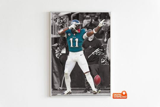 AJ Brown Poster,  Signed Football Poster